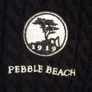 Pebble Beach Links Large Black Cotton V- Neck Golf Sweater Vest